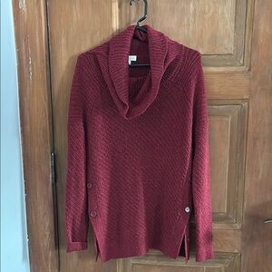 Women's Red Cowl Neck Sweater